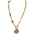 Miss Pompon Gold and Pearl Short Necklace with T Bar