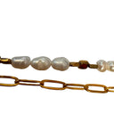 Miss Pompon Gold and Pearl Short Necklace with T Bar
