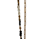 Miss Pompon Gold and Black Jet Short Necklace with T Bar