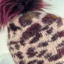 Rabionek Wine Animal Print Hat With Fur Pom Pom