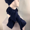 Rabionek Angora Knit Scarf In Navy Blue