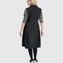 Alembika Taffeta Dress With Striped Sleeve In Black