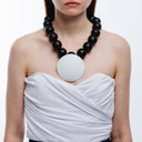 Katerina Vassou Bahar Bead Necklace In Black With White Disc