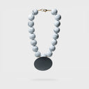 Katerina Vassou Bahar White Marbled Bead Necklace With Black Disc