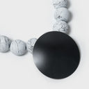 Katerina Vassou Bahar White Marbled Bead Necklace With Black Disc