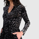 Alembika Velvet Dress In Grey Leopard