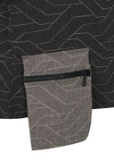 Kozan Stitch Top with Cowl Neck And Geometric Pattern In Charcoal And Cream