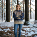 Harley Of Scotland Pure Wool Fair Isle Sweater In Denim