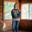 Harley Of Scotland Pure Wool Fair Isle Sweater In Denim