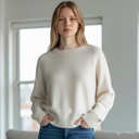 Harley Of Scotland Pure Wool Crew Neck Sweater In Snow