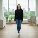 Harley Of Scotland Pure Wool Crew Neck Sweater In Black