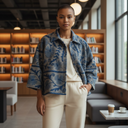 EDL Bol Suzani Stonewash Bolero Jacket In Blue