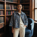 EDL Bol Suzani Stonewash Bolero Jacket In Blue