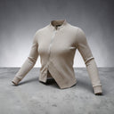 Lurdes Bergada Cardigan In Grey With Asymmetric Zip
