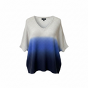 Estheme Raccoon V Neck Short Sleeve Sweater In Blue Ombre