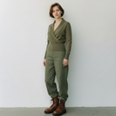 Estheme Cashmere Wrap Sweater In Army