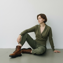 Estheme Cashmere Wrap Sweater In Army