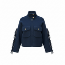 Estheme Cashmere Jacket With Stand Up Collar In Ink