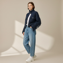 Estheme Cashmere Jacket With Stand Up Collar In Ink