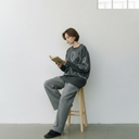 Estheme Cashmere Sweater In Charcoal With Contrasting Stitching