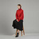 Estheme Raccoon Turtleneck Sweater In Cherry Red