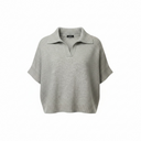Estheme Cashmere in V Neck Short Sleeve Sweater In Light Grey