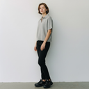 Estheme Cashmere in V Neck Short Sleeve Sweater In Light Grey