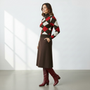 Marella Mllzucca Diamond Patterned Wool Jumper In Brown/Stone/Red