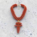 Sonata Double Strand Short Beaded Necklace With Pendant In Orange