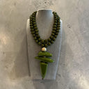 Sonata Short Double Strand Bead Necklace With Pendant In Green