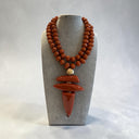 Sonata Double Strand Short Beaded Necklace With Pendant In Orange