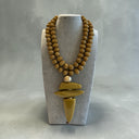 Sonata Double Strand Short Beaded Necklace With Pendant In Mustard
