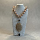 Sonata Beaded Necklace With Oval Pendant In Stone