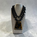 Sonata Beaded Necklace With Pendant In Black/Leopard