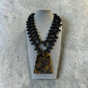 Sonata Beaded Necklace With Pendant In Black/Leopard