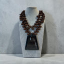 Sonata Azul Beaded Necklace With Pendant In Brown