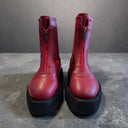 Lofina Red Gasoline Leather Boots With Front Zip