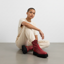 Lofina Red Gasoline Leather Boots With Front Zip