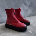 Lofina Red Gasoline Leather Boots With Front Zip