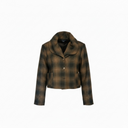 Luukaa Ellis Woven Short Jacket In Black And Brown Plaid