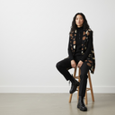 Luukaa Viola Spotted Longline Gilet In Black And Caramel