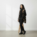 Luukaa Viola Spotted Longline Gilet In Black And Caramel