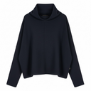 Clemente Dari Boiled Wool Cowl Neck Sweater in Dark Night