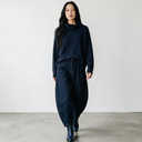 Clemente Dari Boiled Wool Cowl Neck Sweater in Dark Night