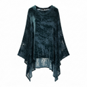 Grizas Cowl Neck Velvet Top In Teal