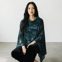 Grizas Cowl Neck Velvet Top In Teal