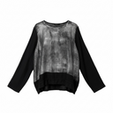 Grizas Long Sleeve Metalic Top In Black/Silver