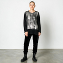 Grizas Long Sleeve Metalic Top In Black/Silver