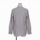 Vilagallo Lazo Pinstripe Shirt In Blue And Claret With Pussy Bow