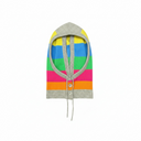 Vilagallo Capucha Wool Hood In Light Grey With Neon Stripes